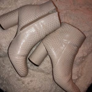 UO White Snakeskin Boots